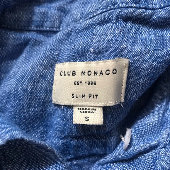 Club Monaco -Men’s Linen Blue Button Down Shirt- S - Picture 6 of 7